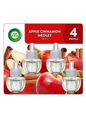 Air Wick Apple Cinnamon Medley Scented Oil Refills 4 Pack 2.69 Fl Oz Limited Edi